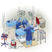 med_OperRm Technical Vector Illustration of Surgery